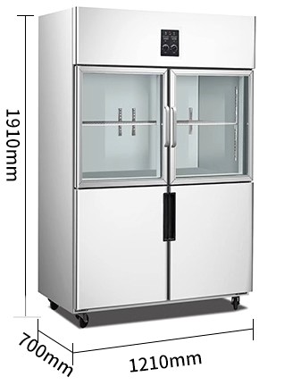 4 Door Dual Temperature Commercial Refrigerator (Glass Top / Solid Bottom) - ...