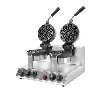 Commercial Double Rotary Water‑Drop Shaped Waffle Maker