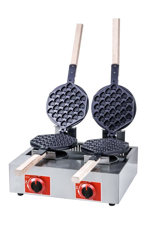 Commercial Gas Double‑Plate Heart Shaped Belgian Waffle Maker