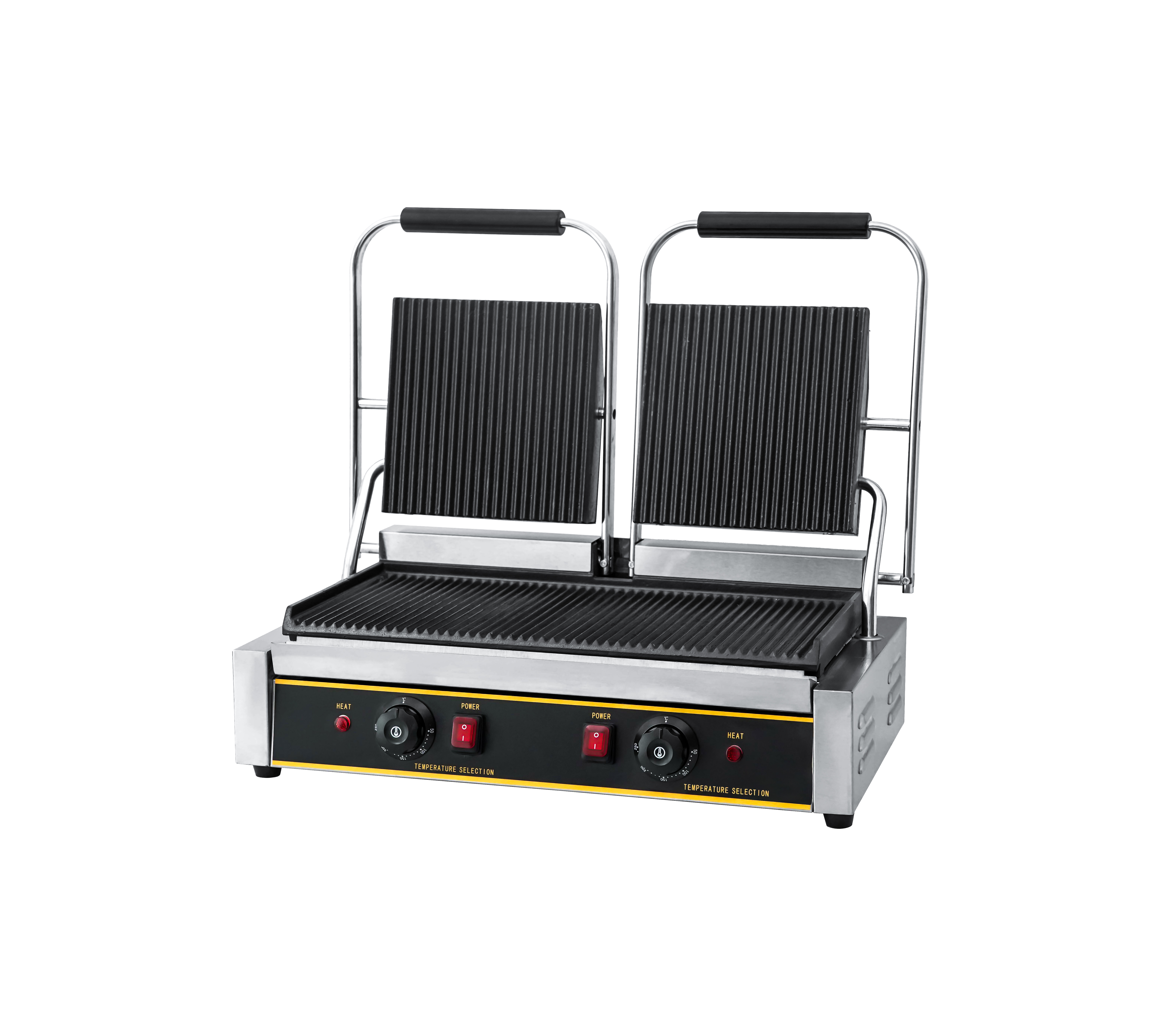 Double Electric Contact Grill, Double Full Grooved Plates